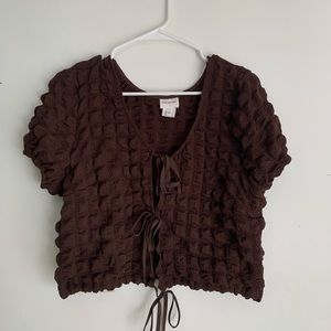 Find Me Now waffle shirt dark brown M